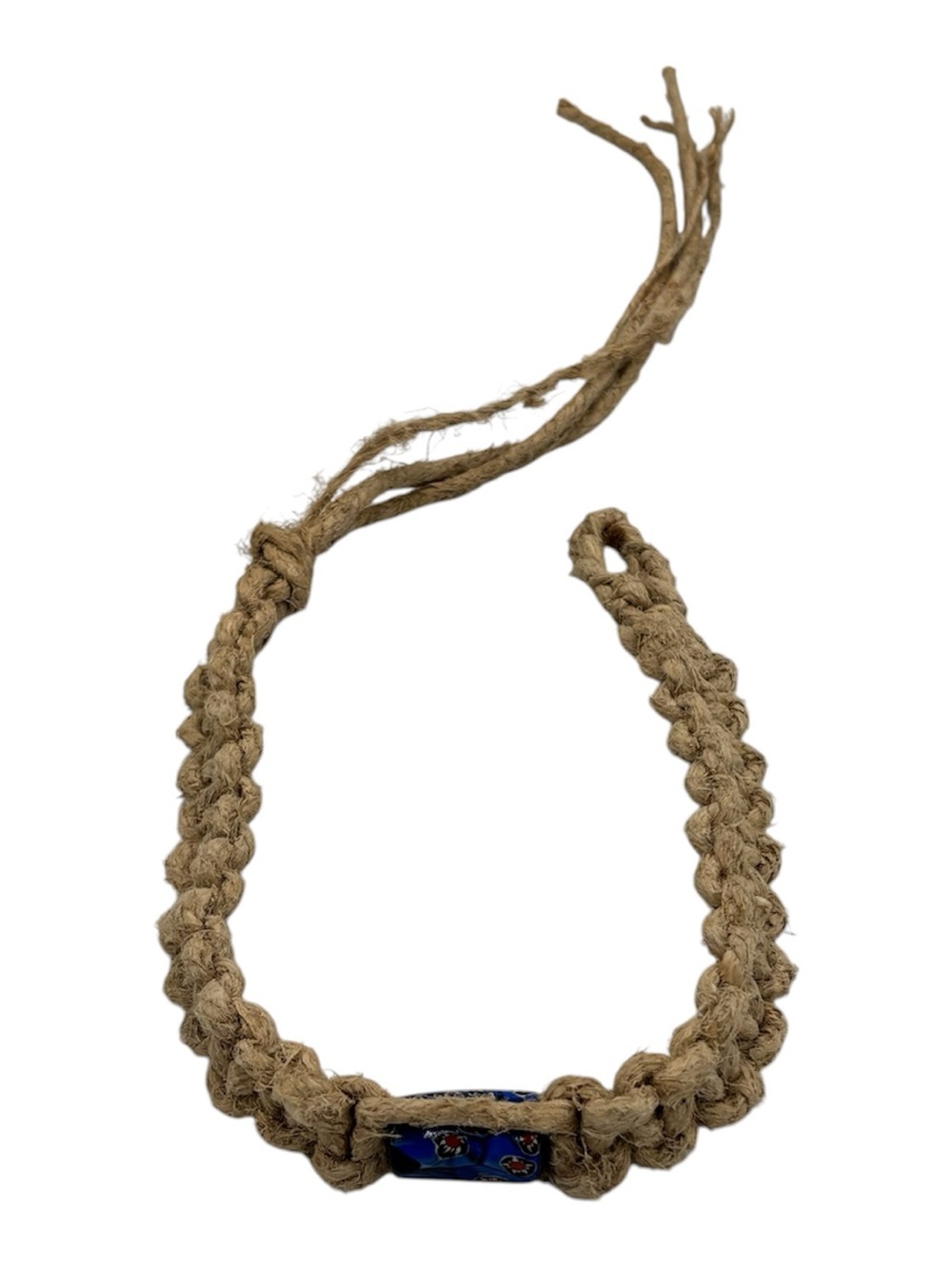 15.5” Handmade Thick Hemp 6.5” Adjustable Necklace W/ Glass Pendant